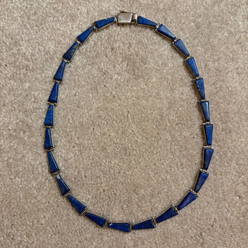 Vintage Sterling Silver and Lapis Necklace